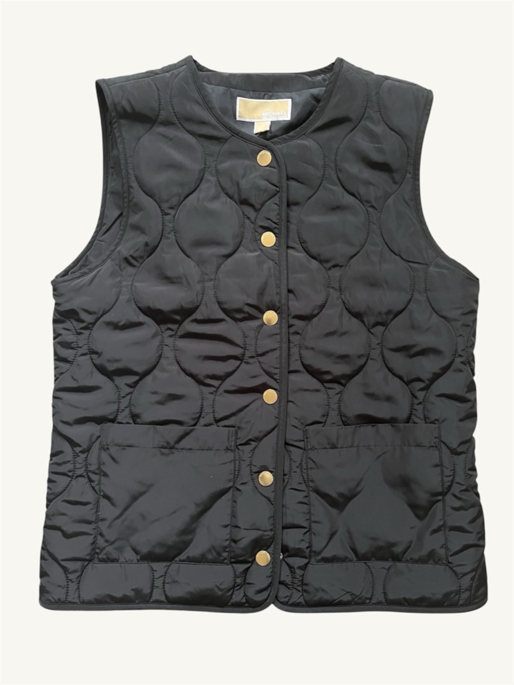 Michael Kors Black Quilted Snap-Front Vest